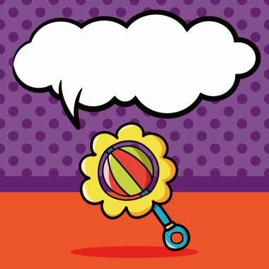 oyuncak çıngırak doodle, konuşma balonu vektör çizim