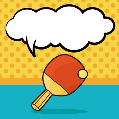 Masa Tenisi doodle, konuşma balonu vektör çizim
