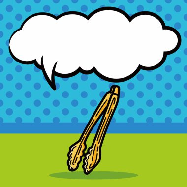 yemek küçük renk doodle, konuşma balonu vektör çizim