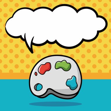 Palet rengi doodle, konuşma balonu vektör çizim