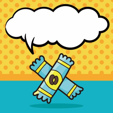 kahve çekirdeği renk doodle, konuşma balonu vektör çizim