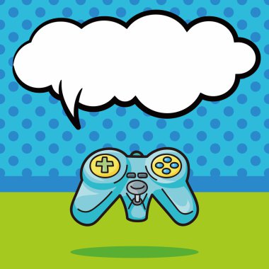 oyun kumandası doodle, konuşma balonu vektör çizim