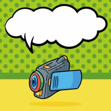 kamera doodle, konuşma balonu vektör çizim