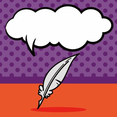Quill'in kalem doodle, konuşma balonu vektör çizim