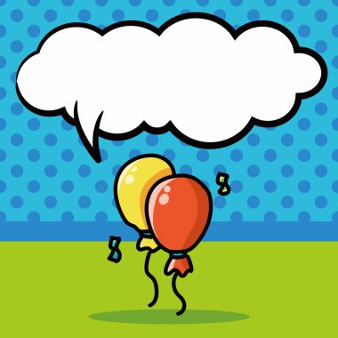 Balon renk doodle, konuşma balonu vektör çizim