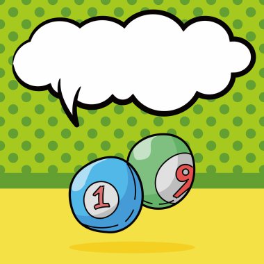 Bilardo doodle, konuşma balonu vektör çizim