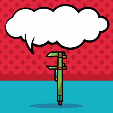 iş araçları renk doodle, konuşma balonu vektör çizim