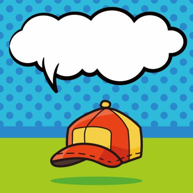şapka renk doodle, konuşma balonu vektör çizim