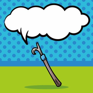 Koltuk değneği renk doodle, konuşma balonu vektör çizim