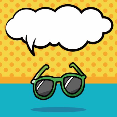güneş gözlüğü renk doodle, konuşma balonu vektör çizim