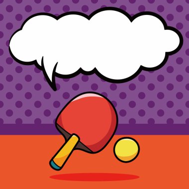 Masa Tenisi doodle, konuşma balonu vektör çizim