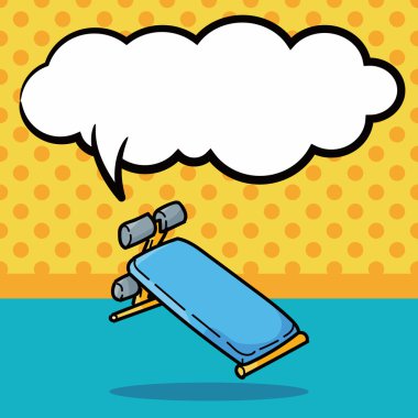 Fitness Ekipmanları doodle, konuşma balonu vektör çizim