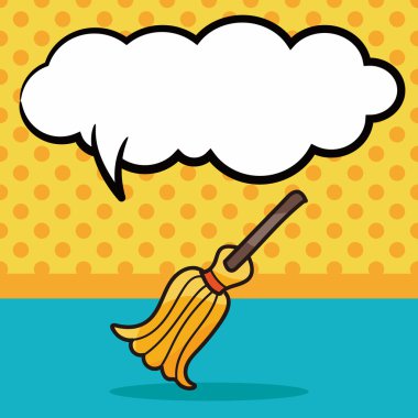 süpürge doodle, konuşma balonu vektör çizim