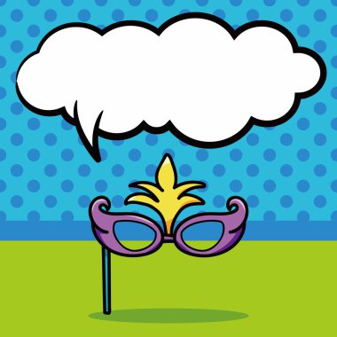 doğum günü maskesi doodle, konuşma balonu vektör çizim