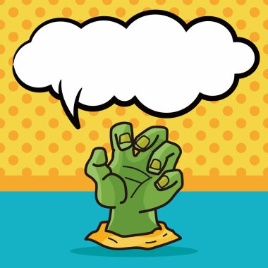 canavar el doodle, konuşma balonu vektör çizim