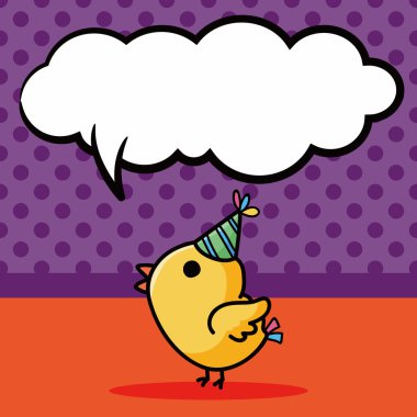 doğum günü kuş doodle, konuşma balonu vektör çizim