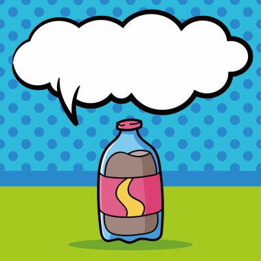soda içecek doodle, konuşma balonu vektör çizim