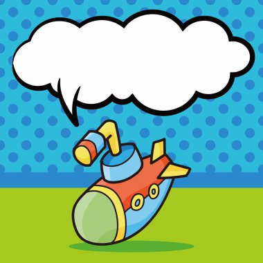 Denizaltı doodle, konuşma balonu vektör çizim