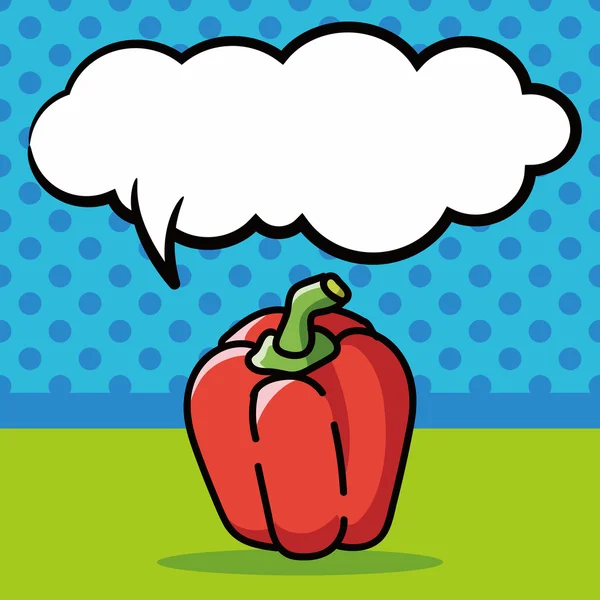 Vegetal Doodle de cor de pimenta verde, ilustração de vetor de bolha de fala —  Vetores de Stock