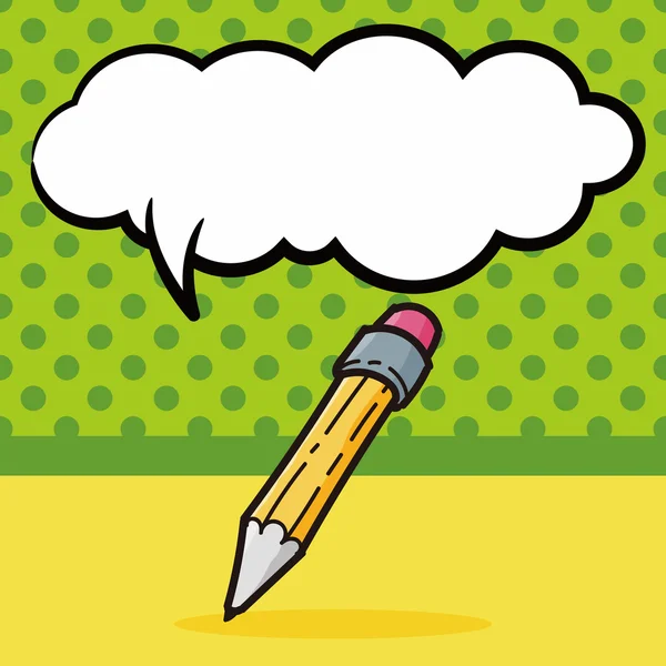 Kalem ve kurşun kalem rengi doodle, konuşma balonu — Stok Vektör