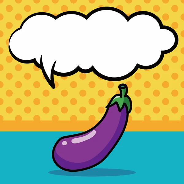 Vegetable Eggplant color doodle, speech bubble vector illustration — Stock Vector