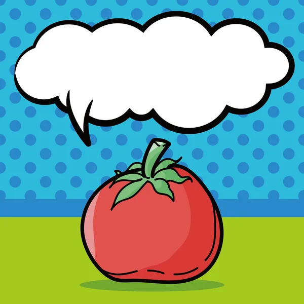 Pomodoro vegetale colore scarabocchio, discorso bolla vettoriale illustrazione — Vettoriale Stock