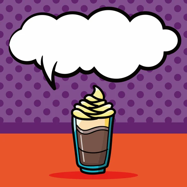 Eiskaffee Farbe Doodle, Sprachblase Vektor Illustration — Stockvektor