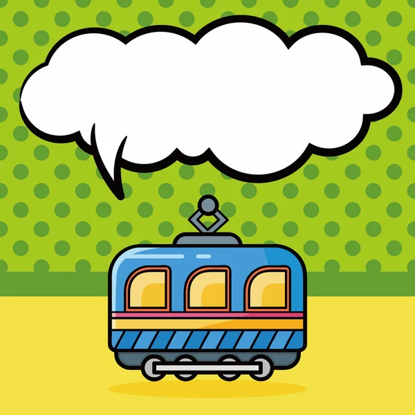 Trein doodle, toespraak bubble vectorillustratie — Stockvector