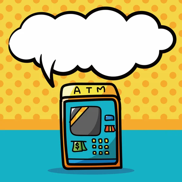 Garabato de color ATM, ilustración del vector de burbuja del habla — Vector de stock