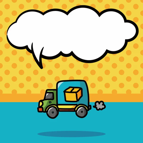 Kargo kamyonu doodle, konuşma balonu vektör çizim — Stok Vektör