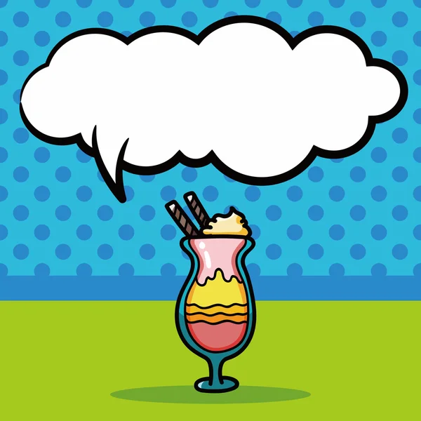 dondurma doodle, konuşma balonu vektör çizim