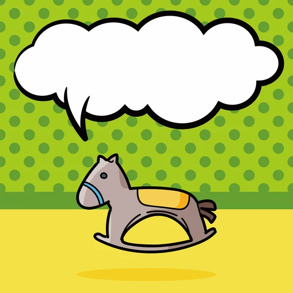 Speelgoed paard doodle, toespraak bubble vectorillustratie — Stockvector
