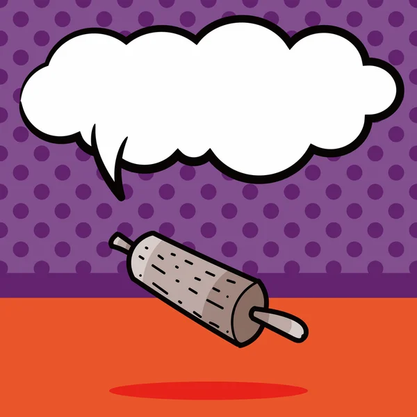 Rolling pin color doodle, speech bubble vector illustration — Stock Vector