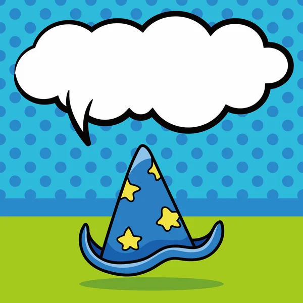 cadının şapka doodle, konuşma balonu vektör çizim
