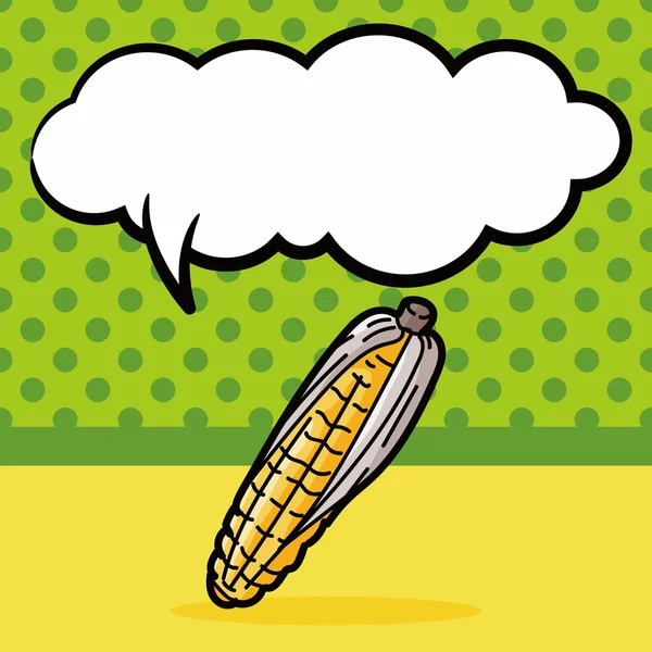 Vegetable Corn color doodle, speech bubble vector illustration — Stock Vector