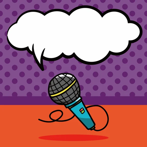 Doodle do microfone, ilustração do vetor da bolha da fala — Vetor de Stock