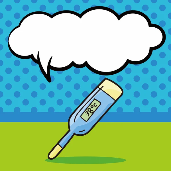 Thermometer kleur doodle, toespraak bubble vectorillustratie — Stockvector