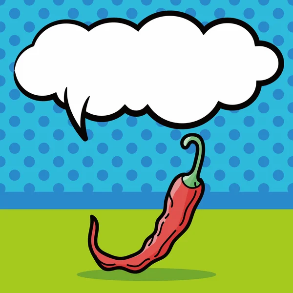 Vegetable Chili color doodle, speech bubble vector illustration — Stock Vector