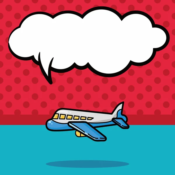 Airplane doodle, speech bubble vector illustration — Stock Vector