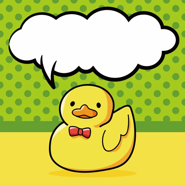 Toy duck doodle, speech bubble vector illustration — Stock Vector