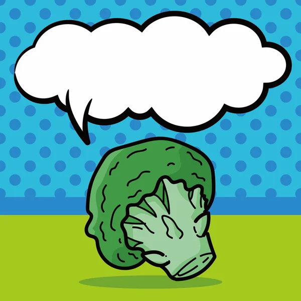 Vegetal Coliflor doodle color, discurso burbuja vector ilustración — Vector de stock