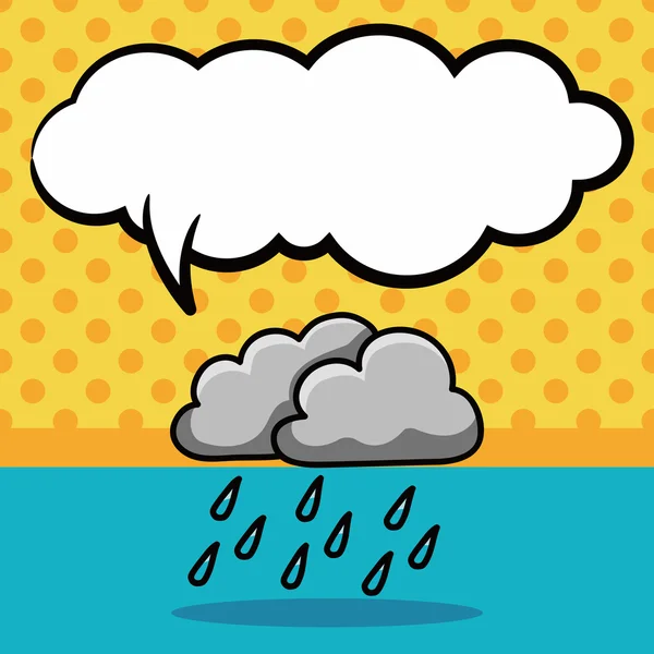 Esős felhő doodle, beszéd buborék vektoros illusztráció — Stock Vector