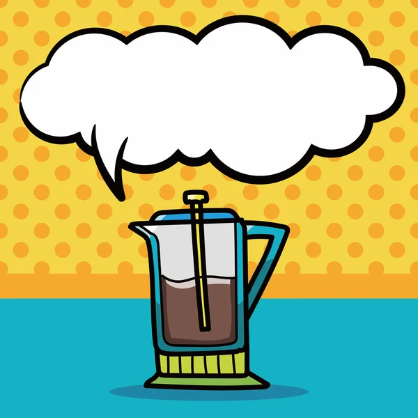 Caffè bollitore colore doodle, discorso bolla vettoriale illustrazione — Vettoriale Stock