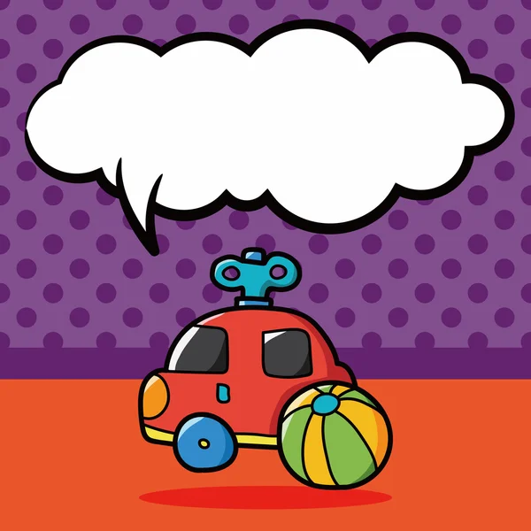 Doodle do carro do brinquedo, ilustração do vetor da bolha da fala —  Vetores de Stock