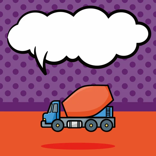 Cargo truck doodle, speech bubble vector illustration — Stock Vector