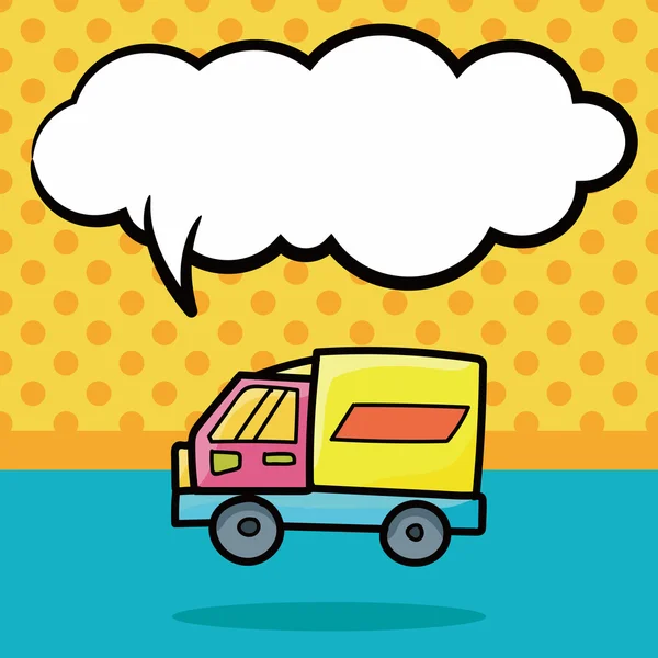 Kargo kamyonu doodle, konuşma balonu vektör çizim — Stok Vektör