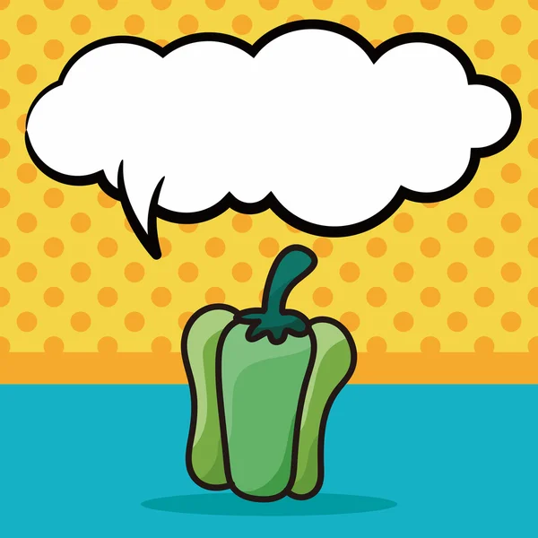 Vegetal verde pimienta color garabato, discurso burbuja vector ilustración — Vector de stock