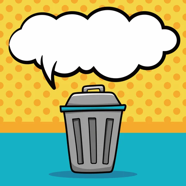 Trash can doodle, speech bubble vector illustration — Stock Vector