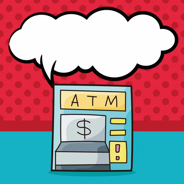 Doodle ATM, ilustración del vector de burbuja del habla — Vector de stock