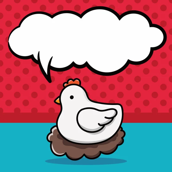 Chicken doodle, speech bubble vector illustration — Stock Vector